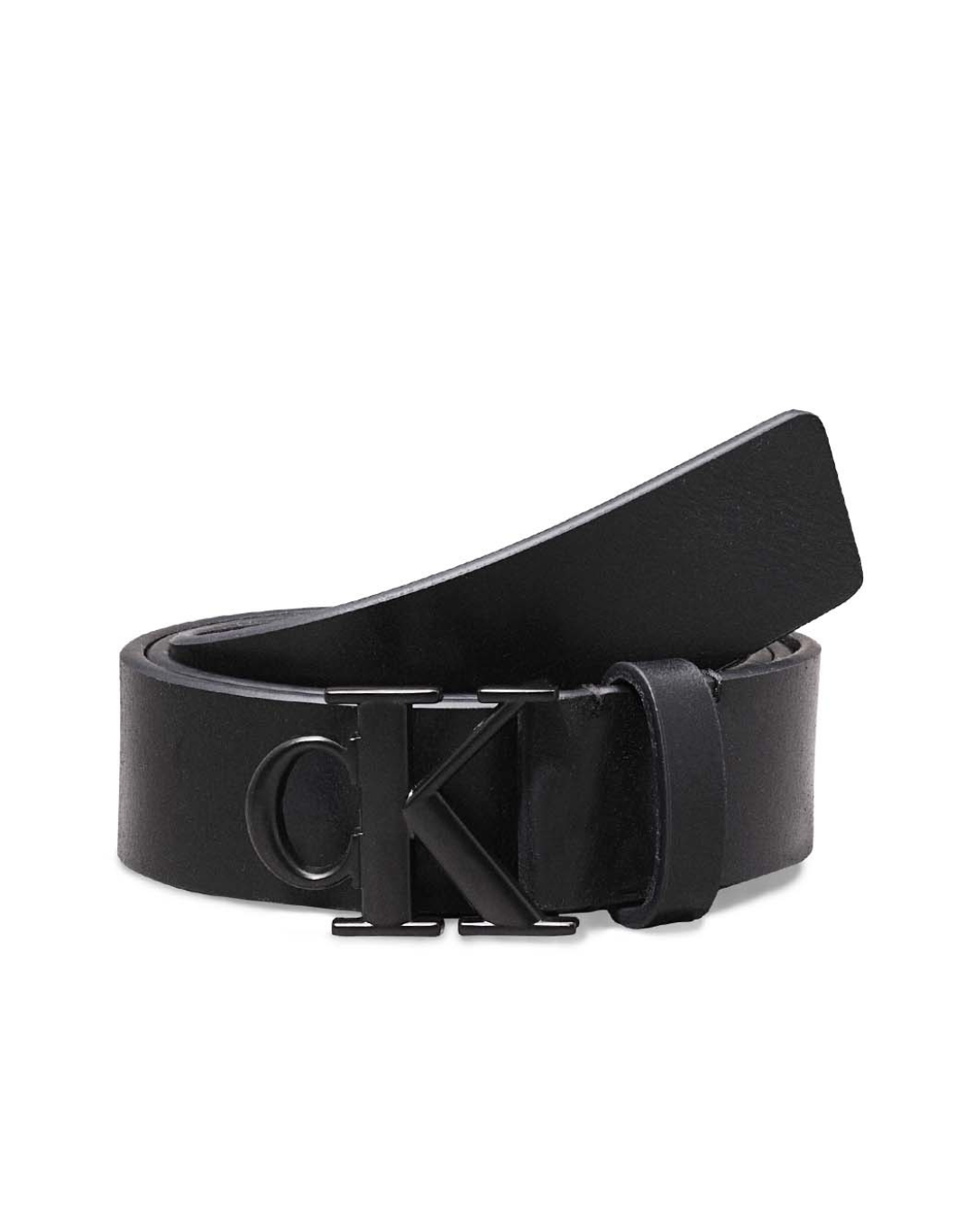 Calvin Klein Jeans - Round Mono Plaque Lhtr Belt 35MM - Black