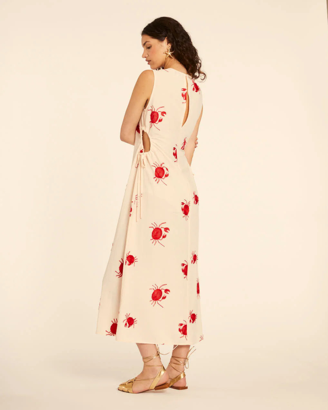 Pepa Loves - Dress Cut Out with Bordado de Cangrejos Cream - Cream
