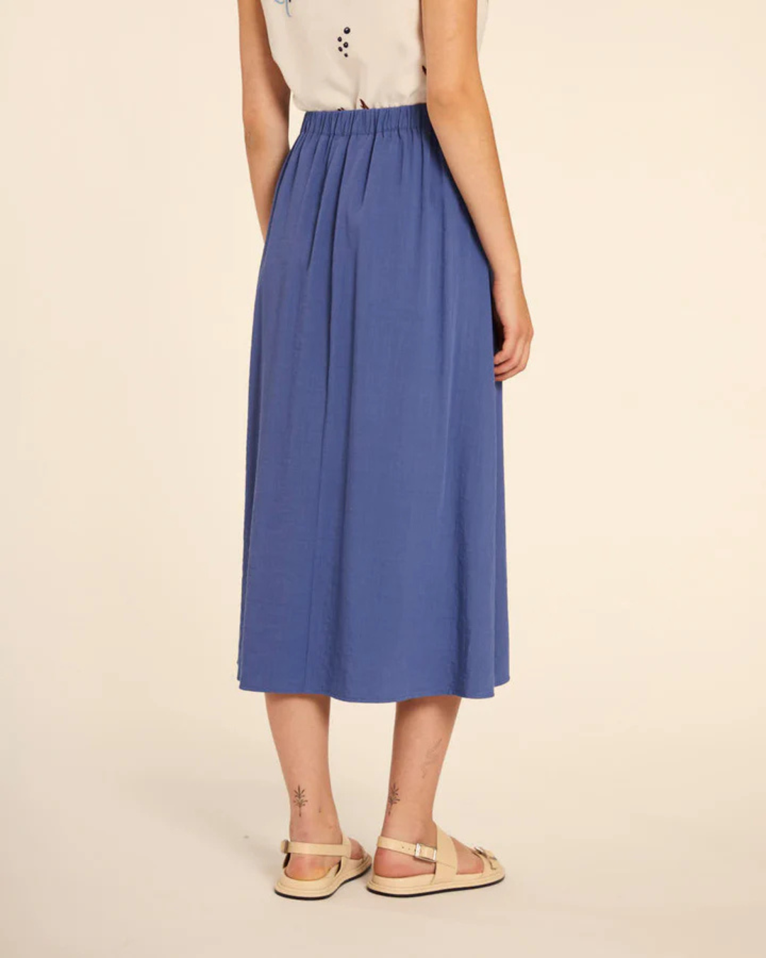 Pepa Loves - Falda Midi Abotonada Azul - Blue