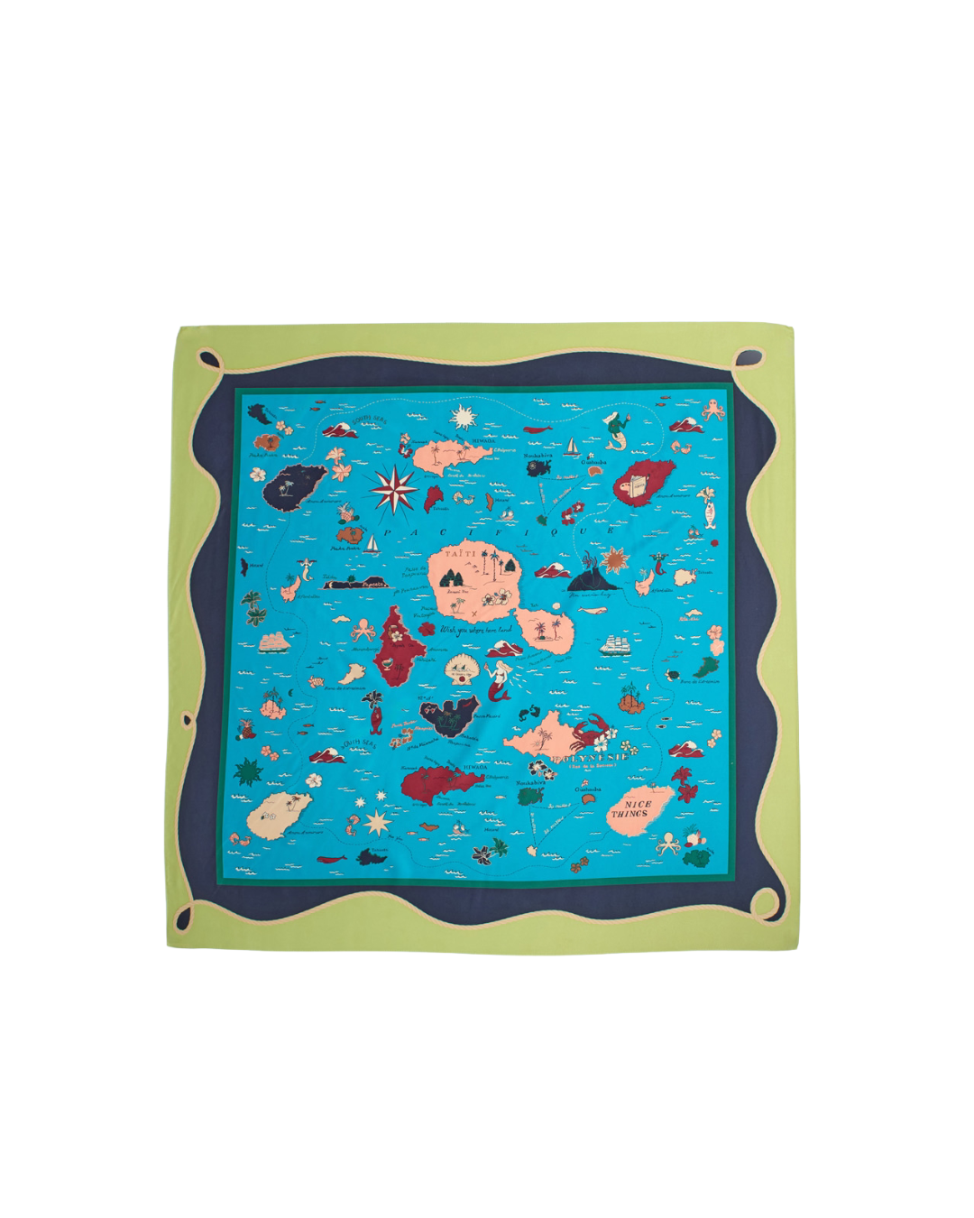 Nice Things - Pacific Islands Scarf Recycled Polyest - Cyan