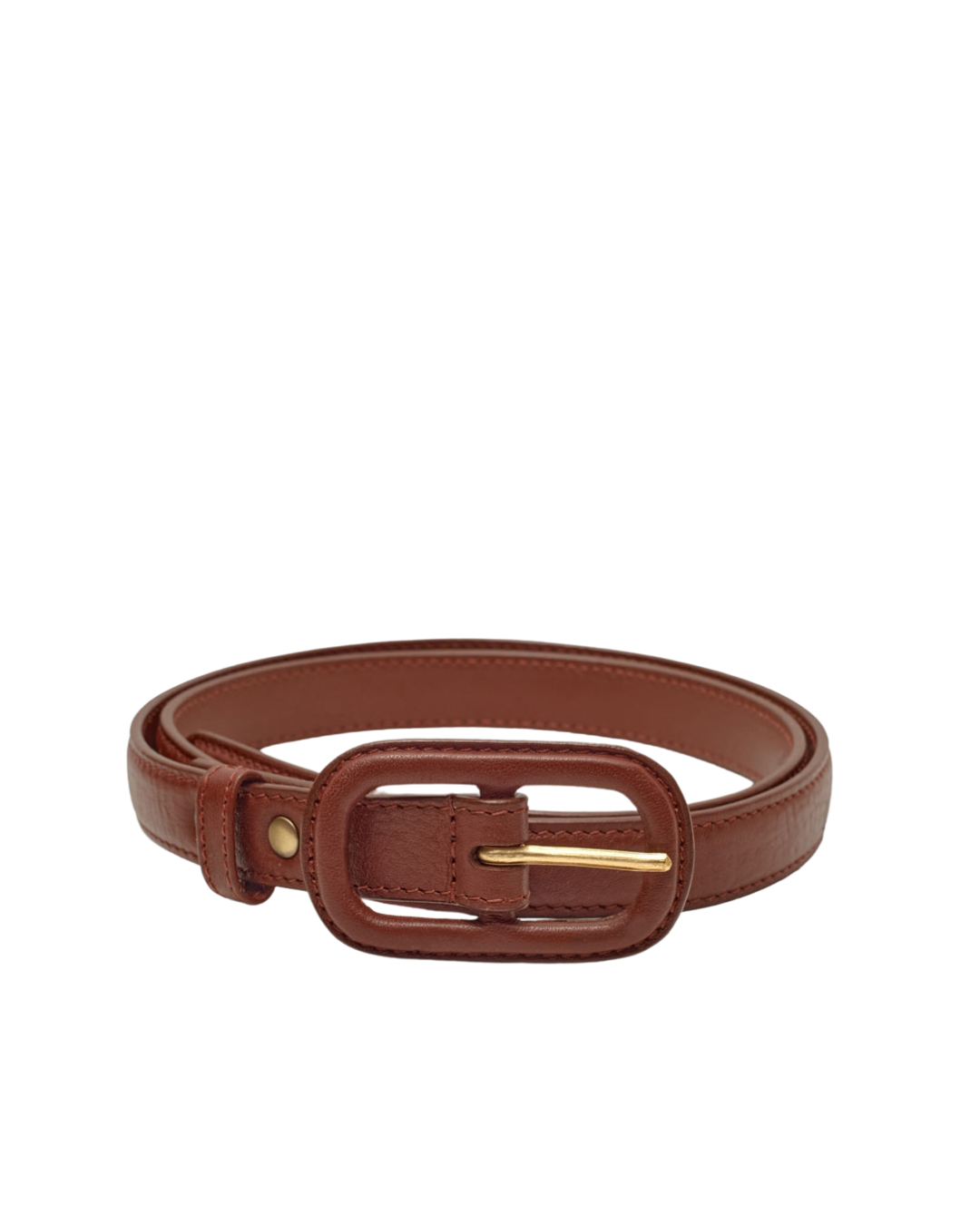 Nice Things - Leather Belt With Lined Buckle - Dark Brown