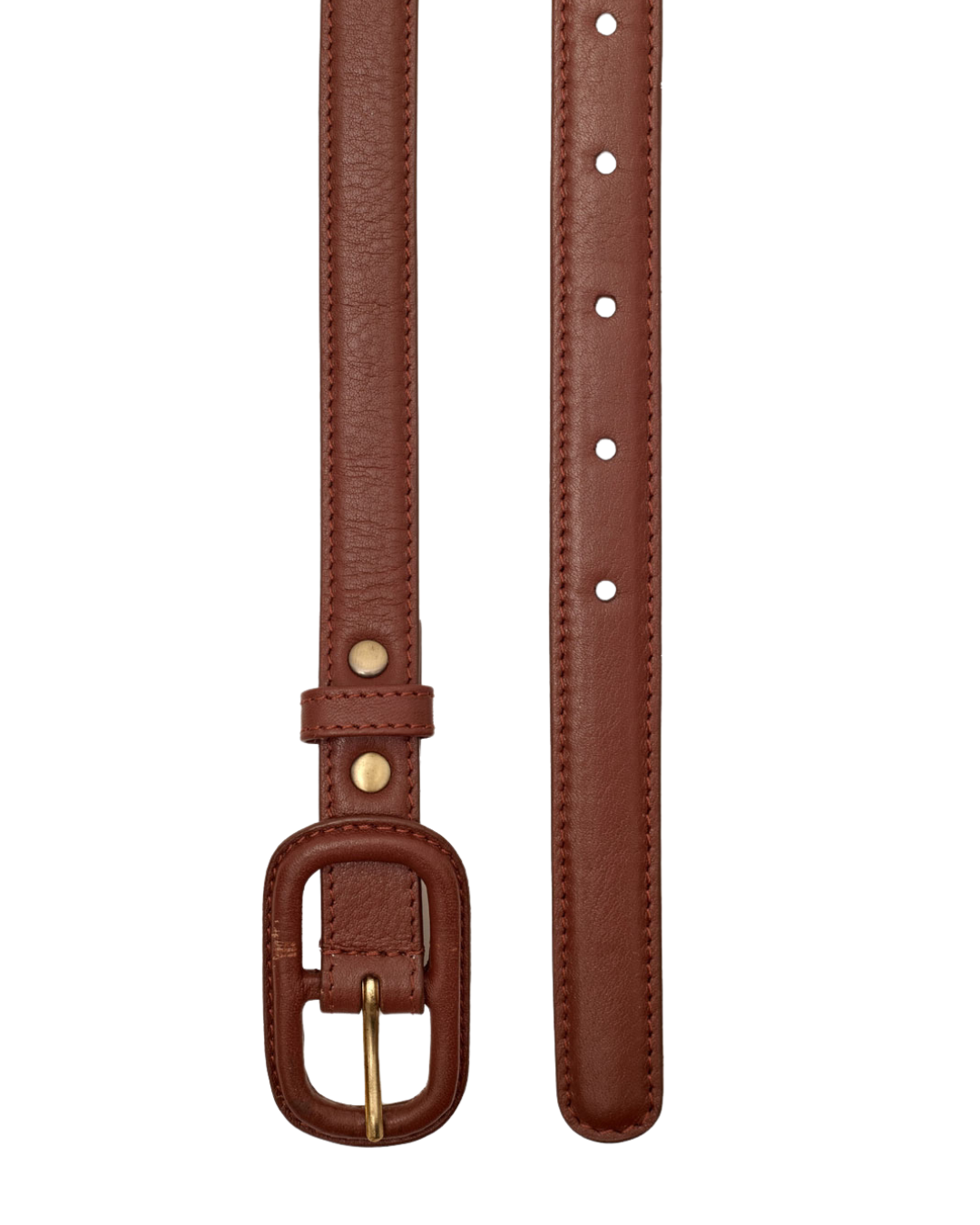 Nice Things - Leather Belt With Lined Buckle - Dark Brown