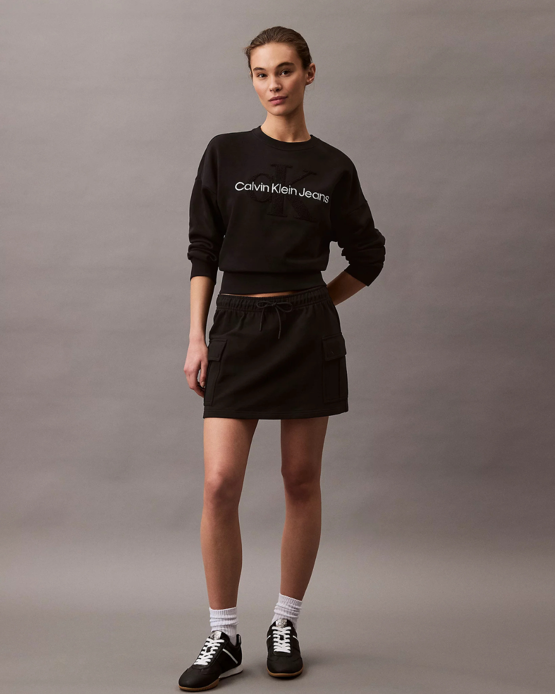 Calvin Klein Jeans - Archive Logo F/Terry Cargo Skirt - Nero
