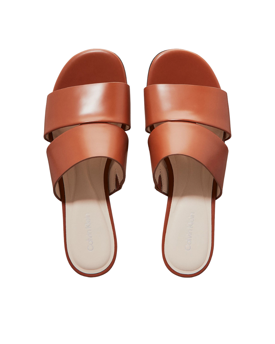 Calvin Klein Jeans - Flat Slide-Lth 2 Straps - Cognac