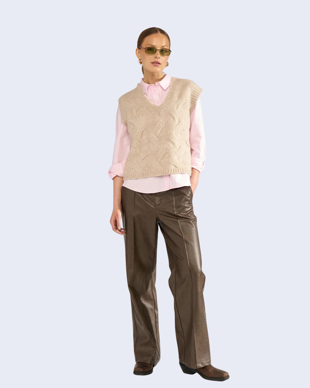 Numph - Nudorith Straight Pu Pants - Black Coffee