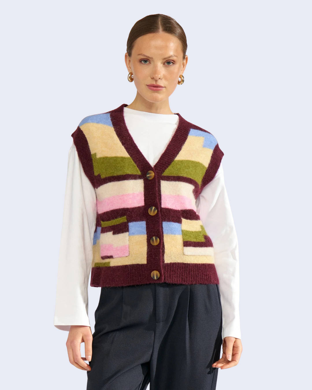 Numph - Nuriette Pixel Stripe Vest - Fig