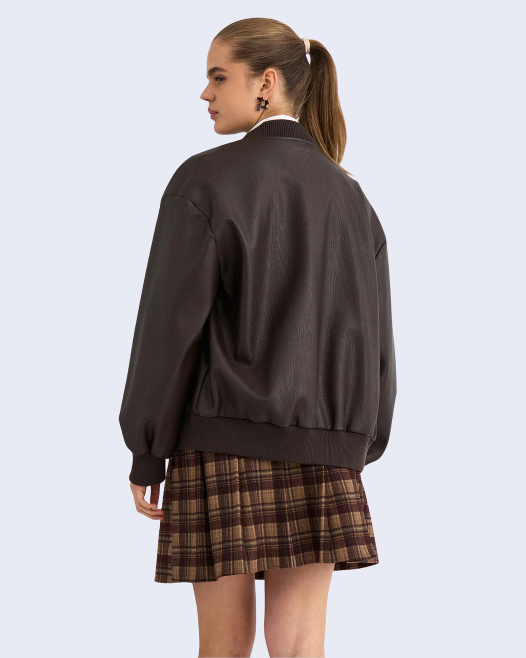 Numph - Nuvalery Oversize Pu Bomber Jacket - Chocolate Plum