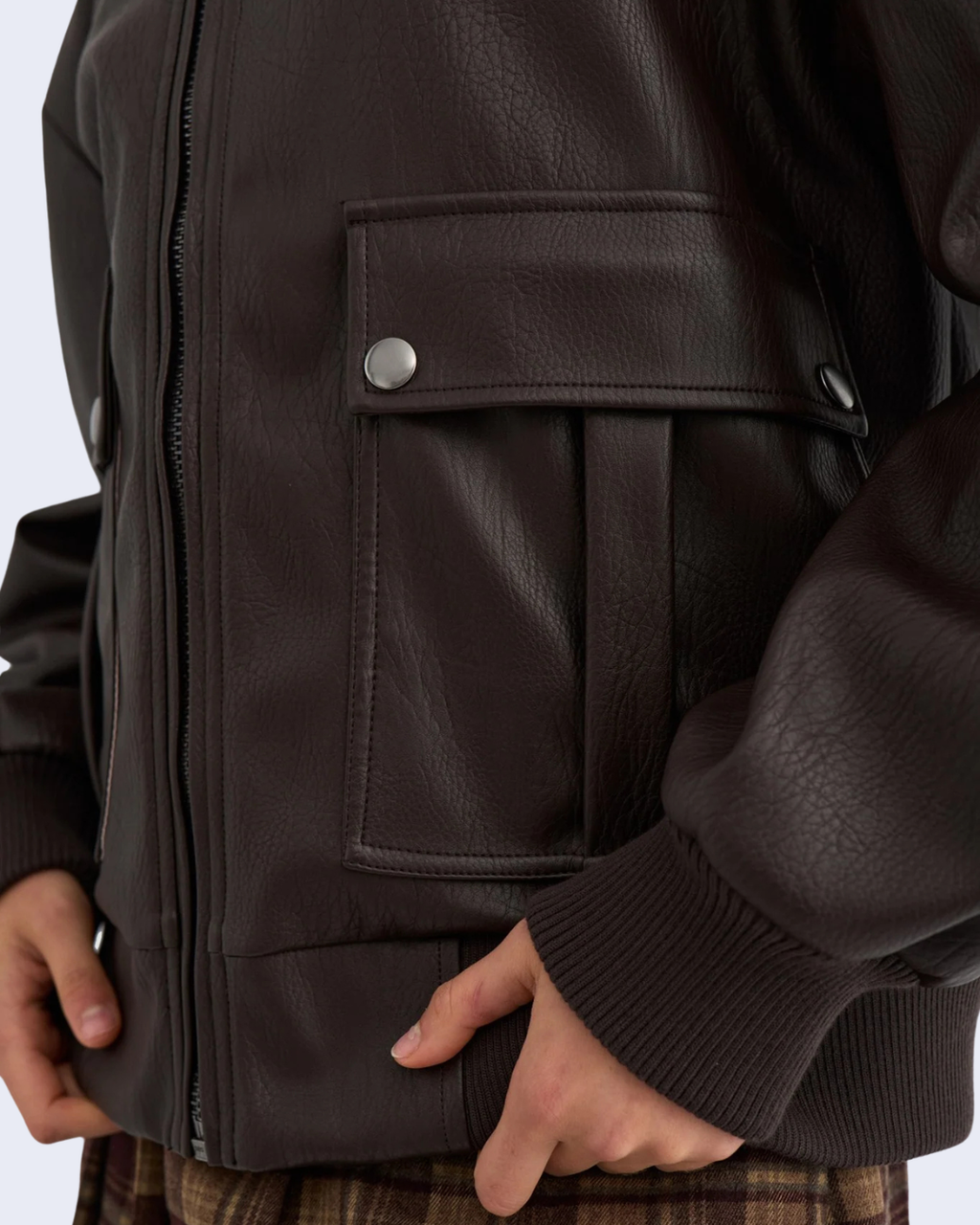 Numph - Nuvalery Oversize Pu Bomber Jacket - Chocolate Plum