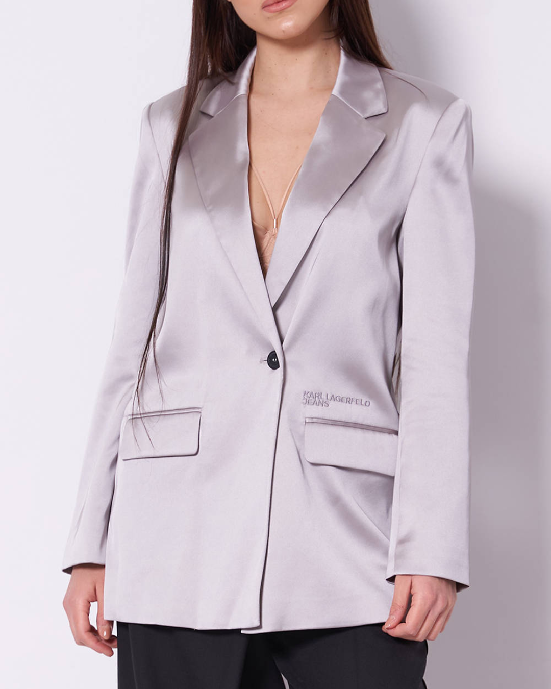 Karl Lagerfeld Jeans - KLJ Satin Blazer - Grey