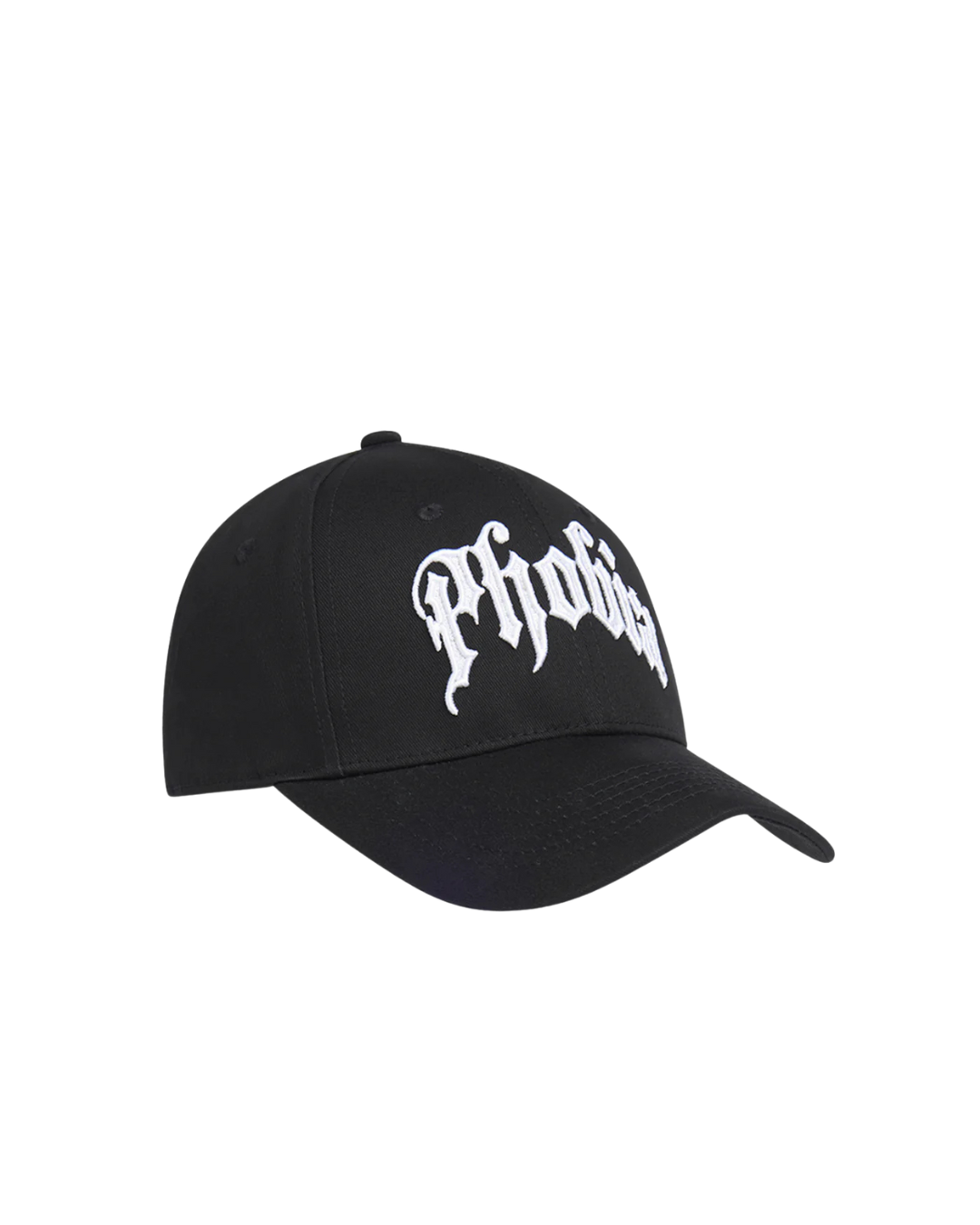 Phobia - Black Baseball Cap With Embroidered Gotic Logo - Black