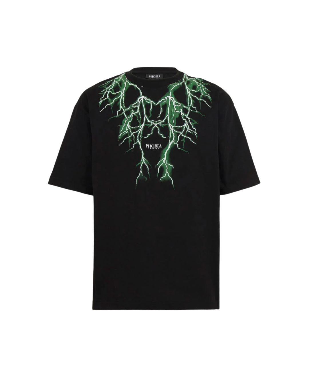 Phobia - Black T-Shirt With Green Lightning - Black