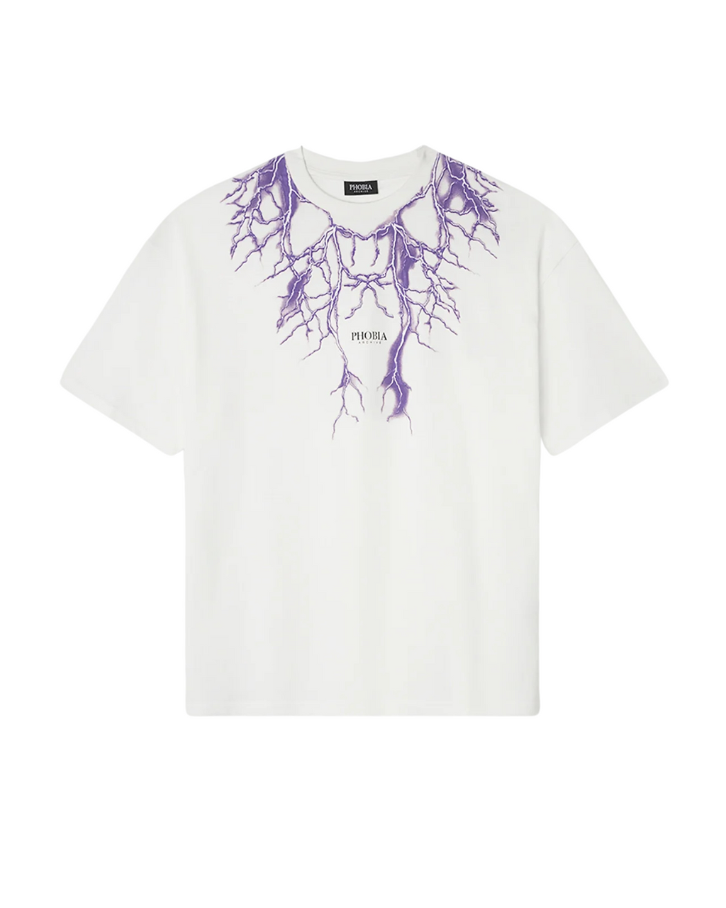 Phobia - White T-Shirt With Purple Lightning - White