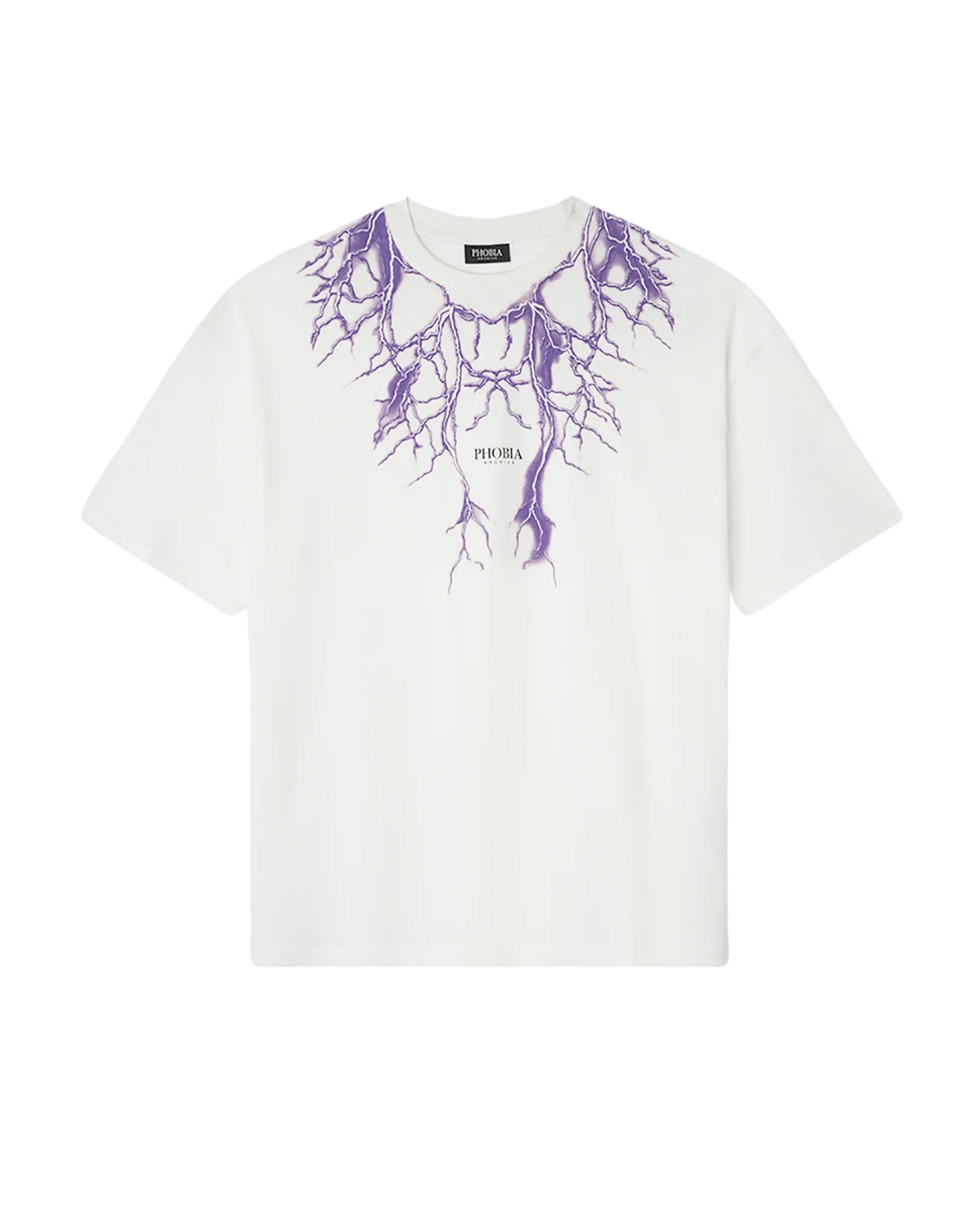 Phobia - White T-Shirt With Purple Lightning - White