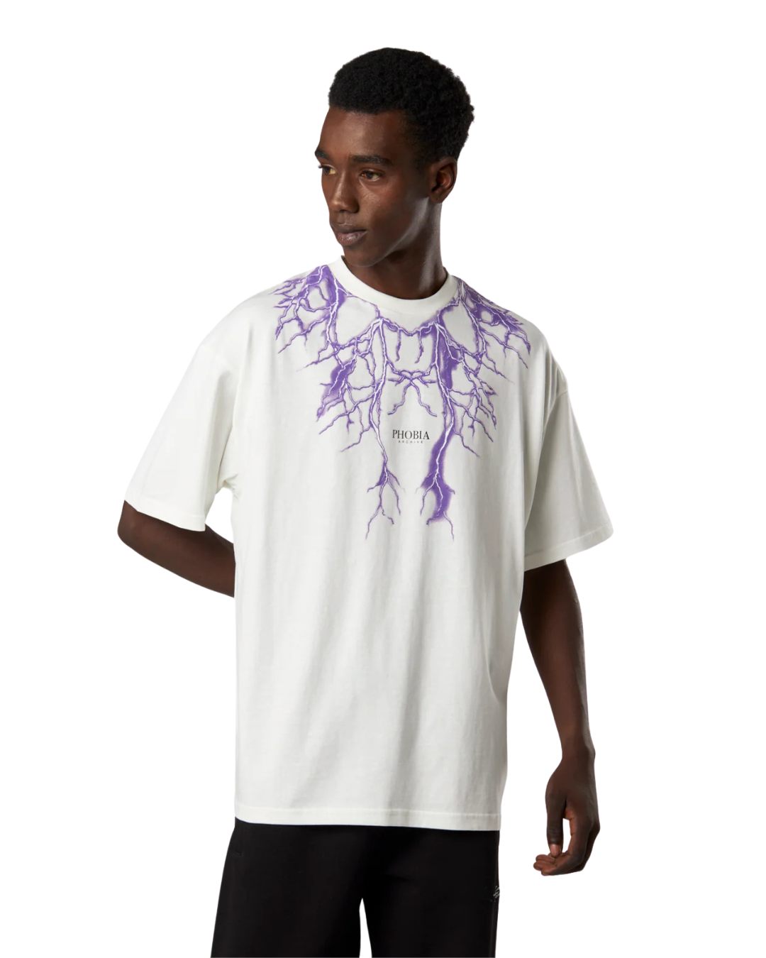 Phobia - White T-Shirt With Purple Lightning - White