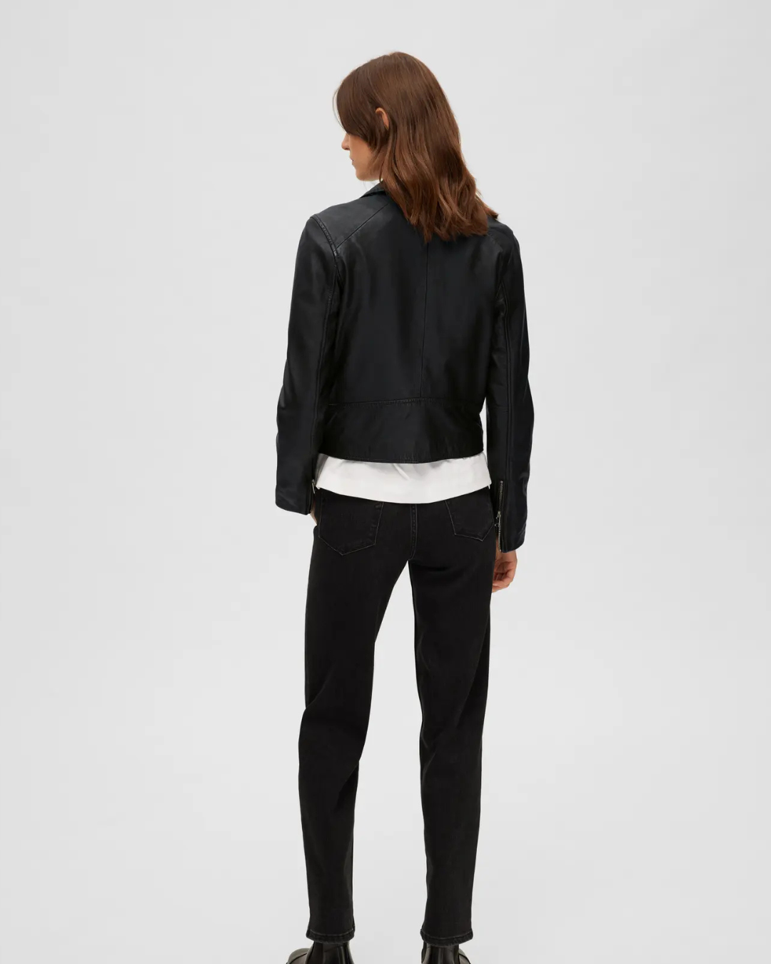 Selected Femme - Slfkatie Leather Jacket B Noos - Black