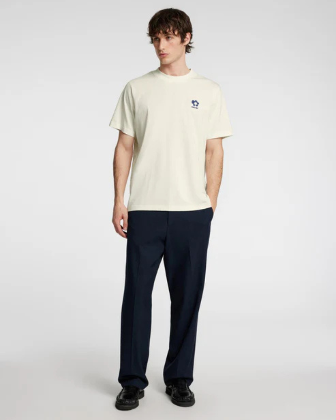 Selected Homme - Slhaubrey Emb SS O-Neck Tee - White