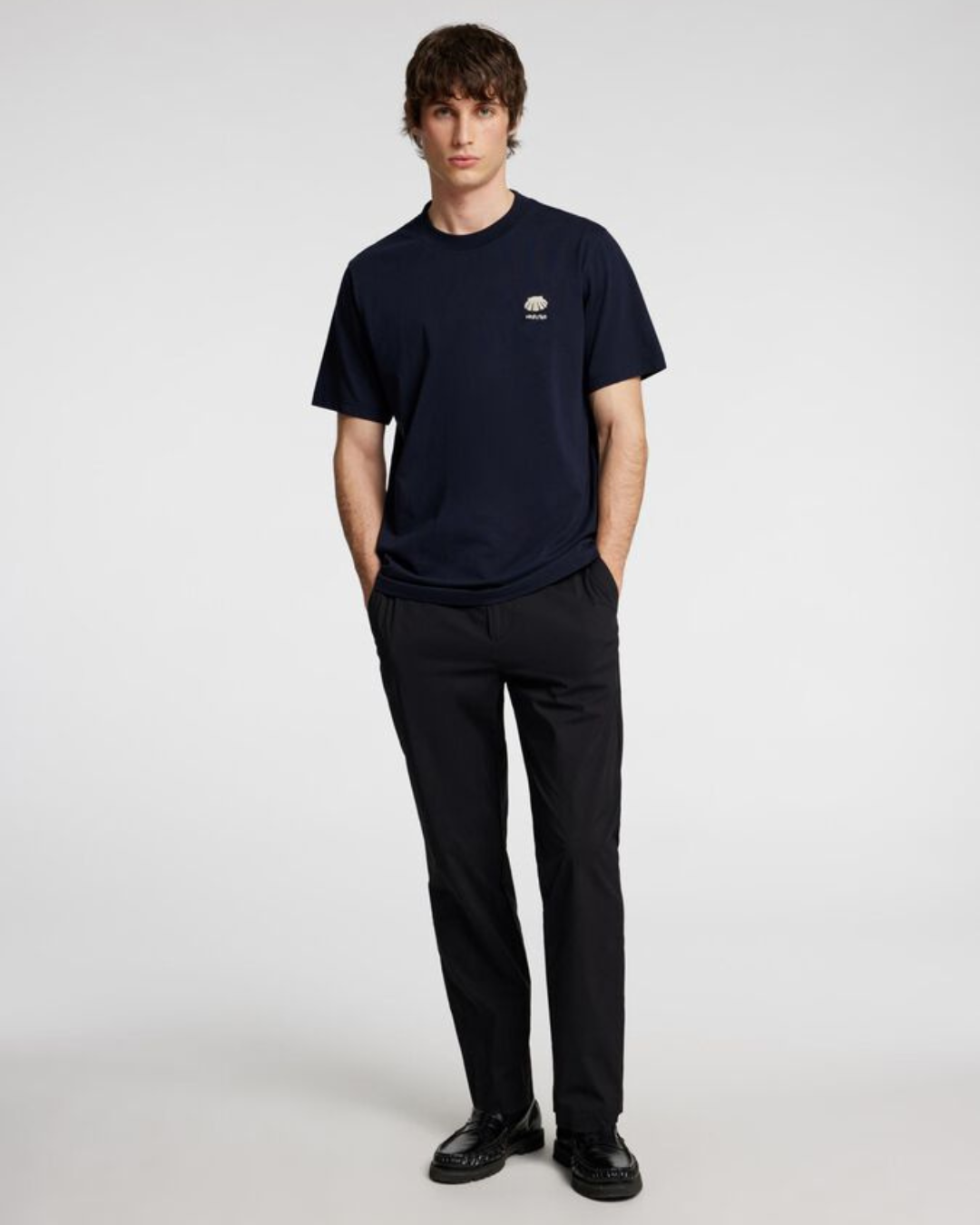 Selected Homme - Slhaubrey Emb SS O-Neck Tee - Blue