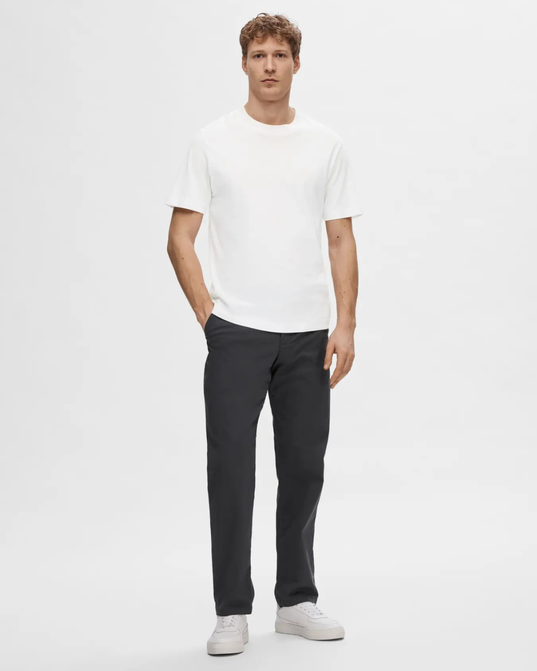 Selected Homme - Slhcolman SS O-Neck Tee - White