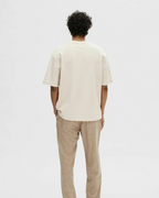 Selected Homme - Slhloose Oscar SS O-Neck Tee - Beige