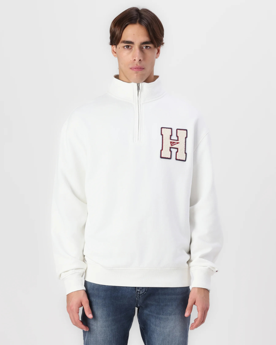 Tommy Jeans - Tjm 1/4 Zip Towel Patch Polo - White 