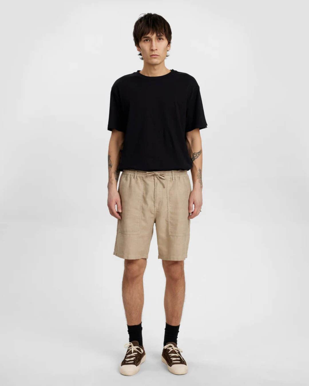 Anerkjendt - Akan Twill Contrast Shorts - Beige