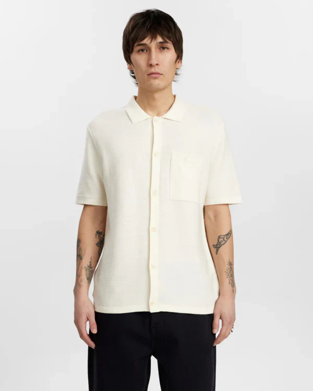 Anerkjendt - Aksvend S/S Knit Shirt - Cream