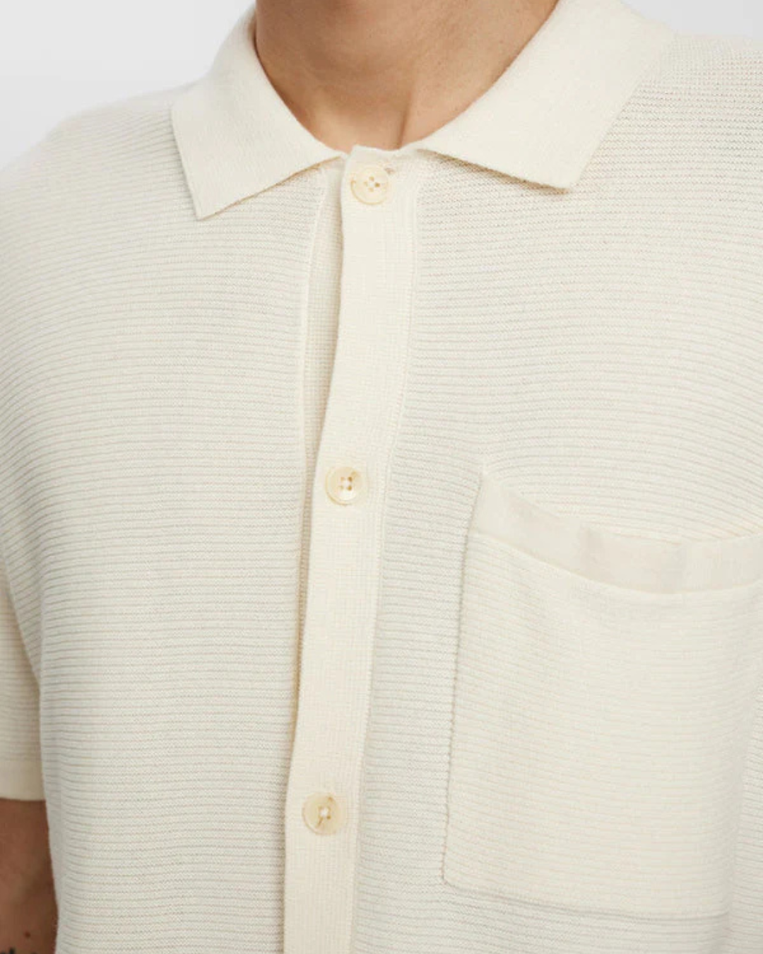 Anerkjendt - Aksvend S/S Knit Shirt - Cream