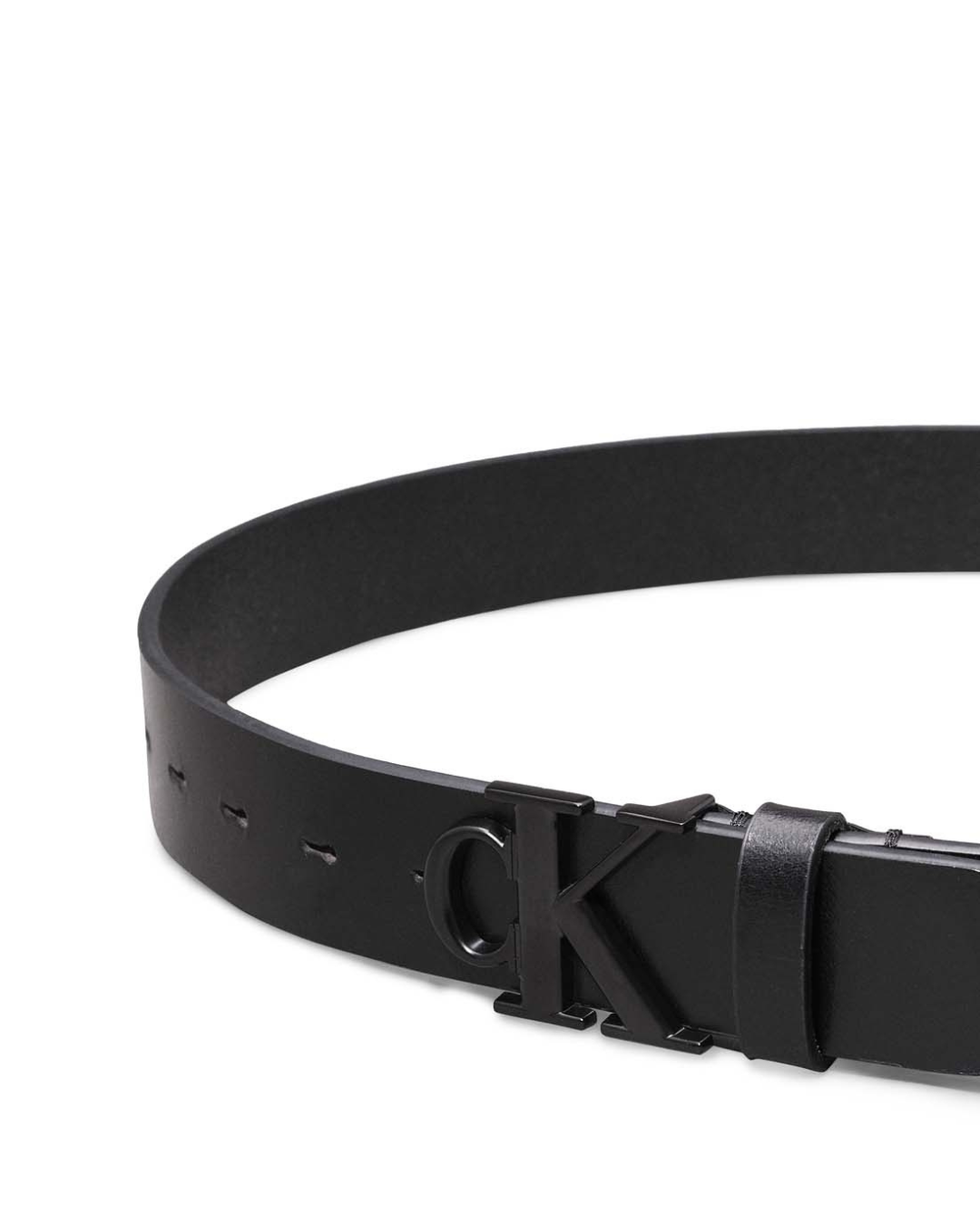 Calvin Klein Jeans - Round Mono Plaque Lhtr Belt 35MM - Black