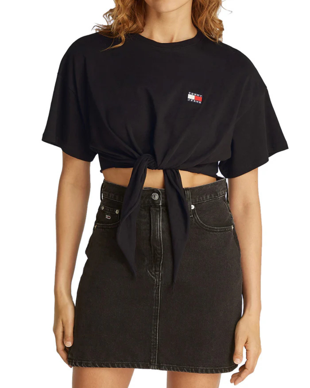 Tommy Jeans - Tjw Reg Waist Tie Badge Tee Ext - Nero