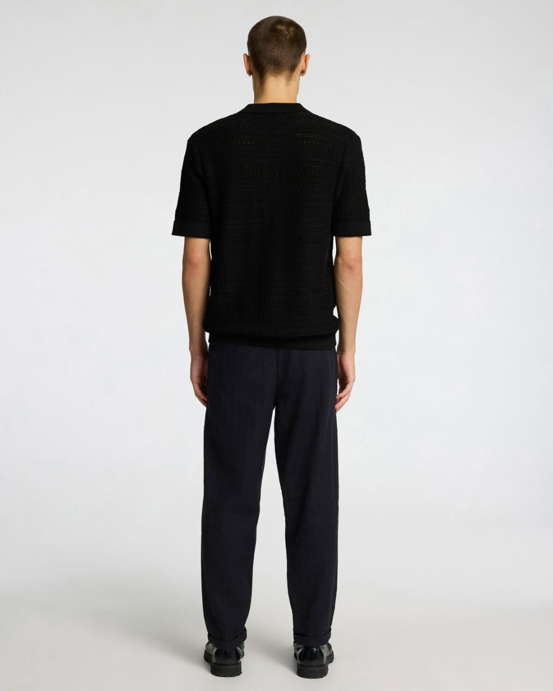 Selected Homme - Slhpalo SS Knit Crochet Polo Cardigan - Black
