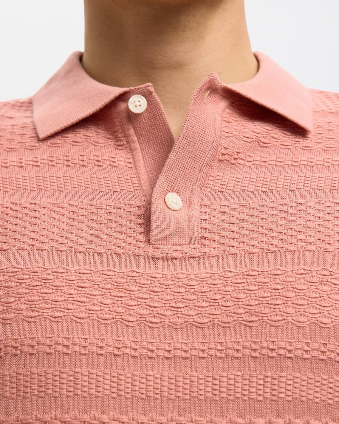 Selected Homme - Slhfoam SS Knit Relaxed Structure Polo - Rosa