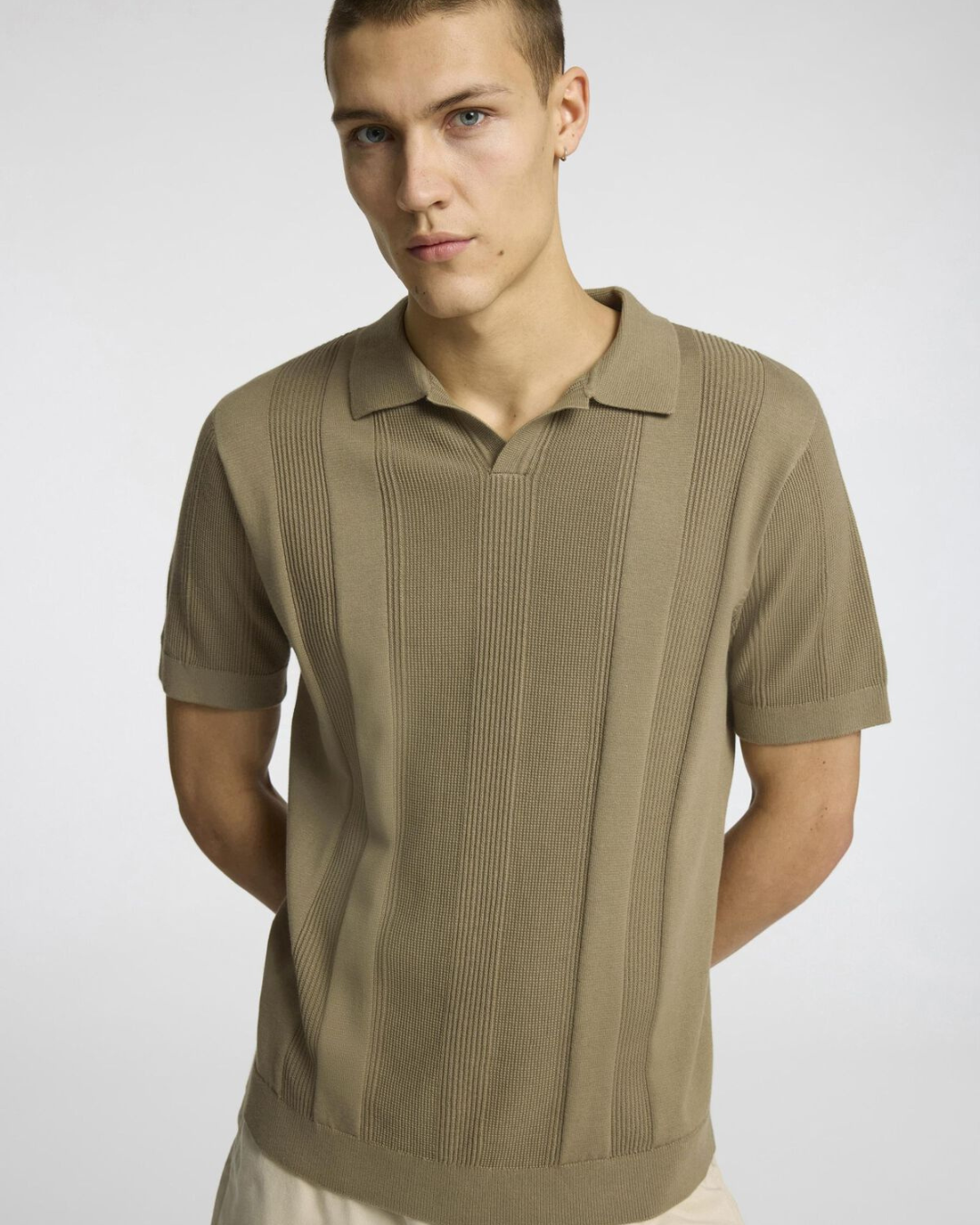 Selected Homme - Slhchanning SS Knit Structure Open Polo - Green