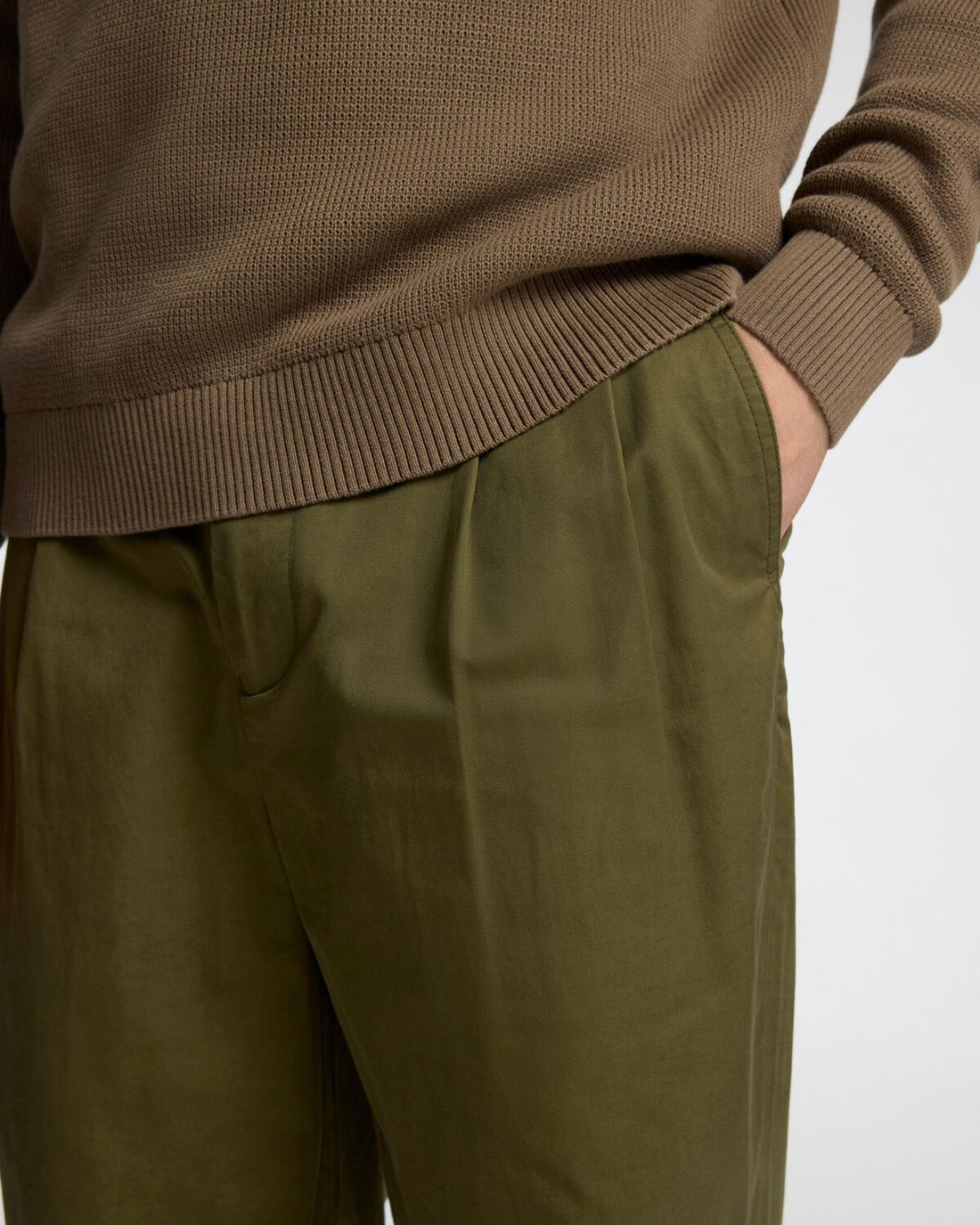 Selected Homme - Slh180-Relaxed Crop Adam Pleat Pant - Green