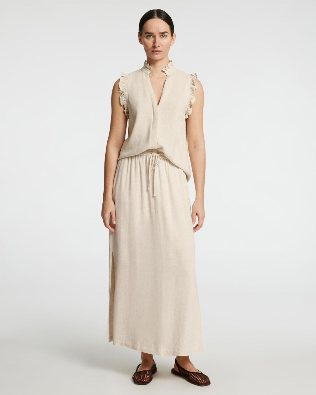 Selected Femme - Slfviva SL Sun Ruffle Top - Beige