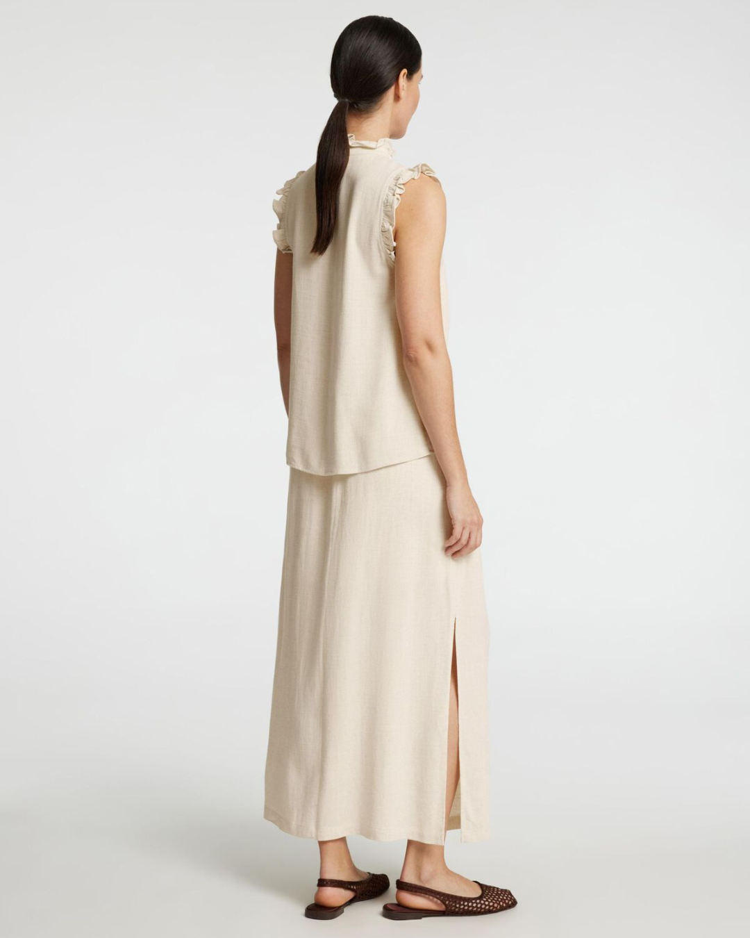 Selected Femme - Slfviva SL Sun Ruffle Top - Beige
