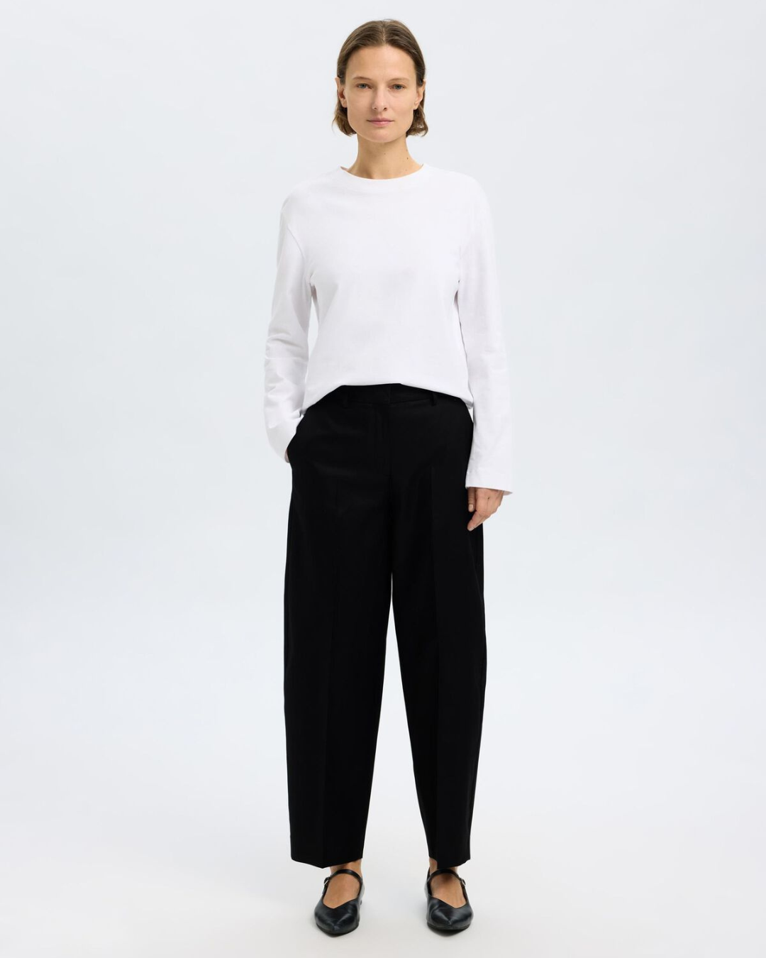 Selected Femme - Slfdora-Merla MW Barrel Pant - Nero