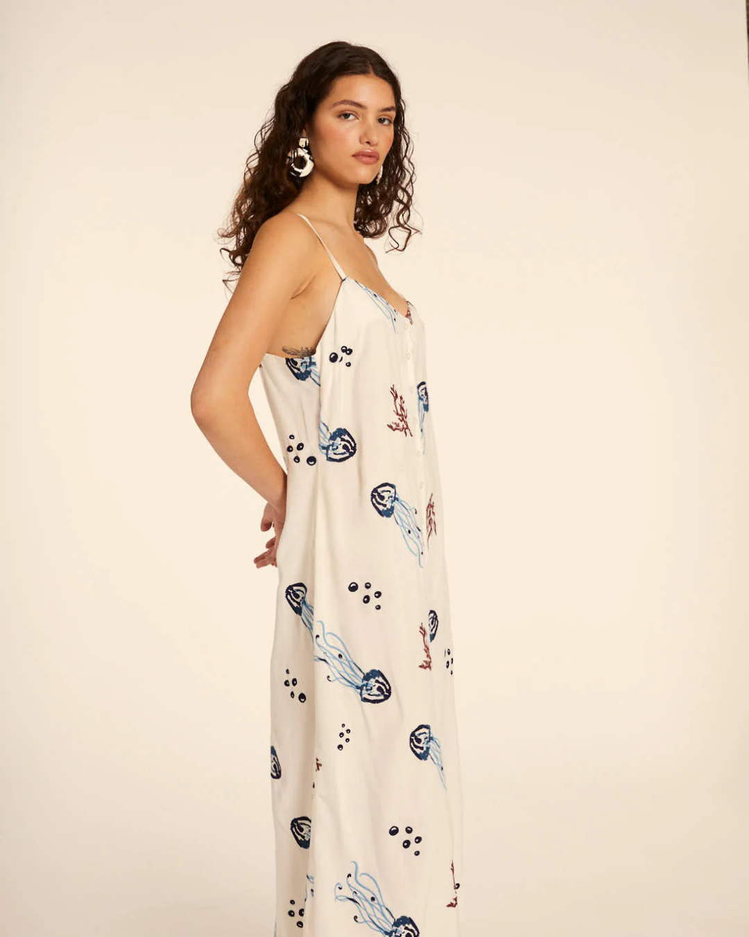 Pepa Loves - Vestido Tirantas Bordado Medusas - Crema