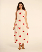 Pepa Loves - Dress Cut Out with Bordado de Cangrejos Cream - Cream