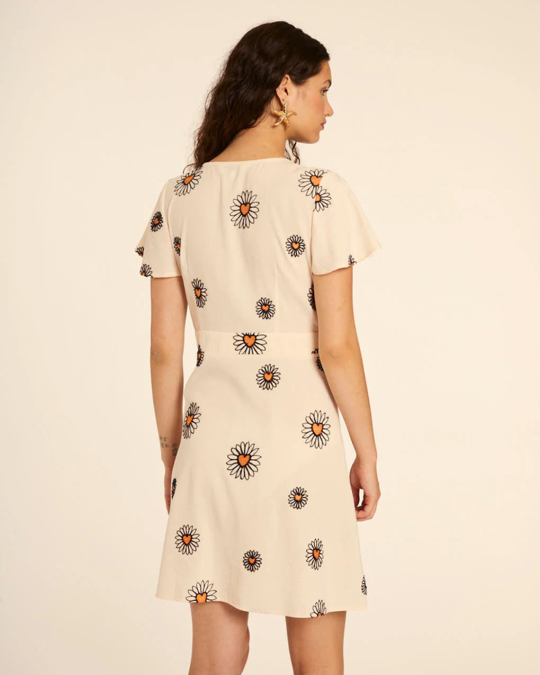 Pepa Loves - Margarita Border Short Dress - Cream