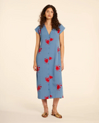 Pepa Loves - Vestido Abotonado con Bordado de Cangrejos Azul - Blu