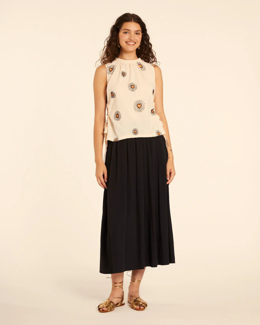 Pepa Loves - Top Cut Out Bordado Margarita - Crema