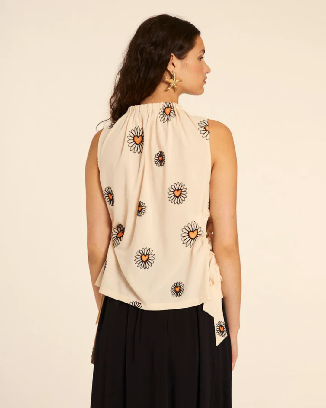 Pepa Loves - Top Cut Out Bordado Margarita - Crema