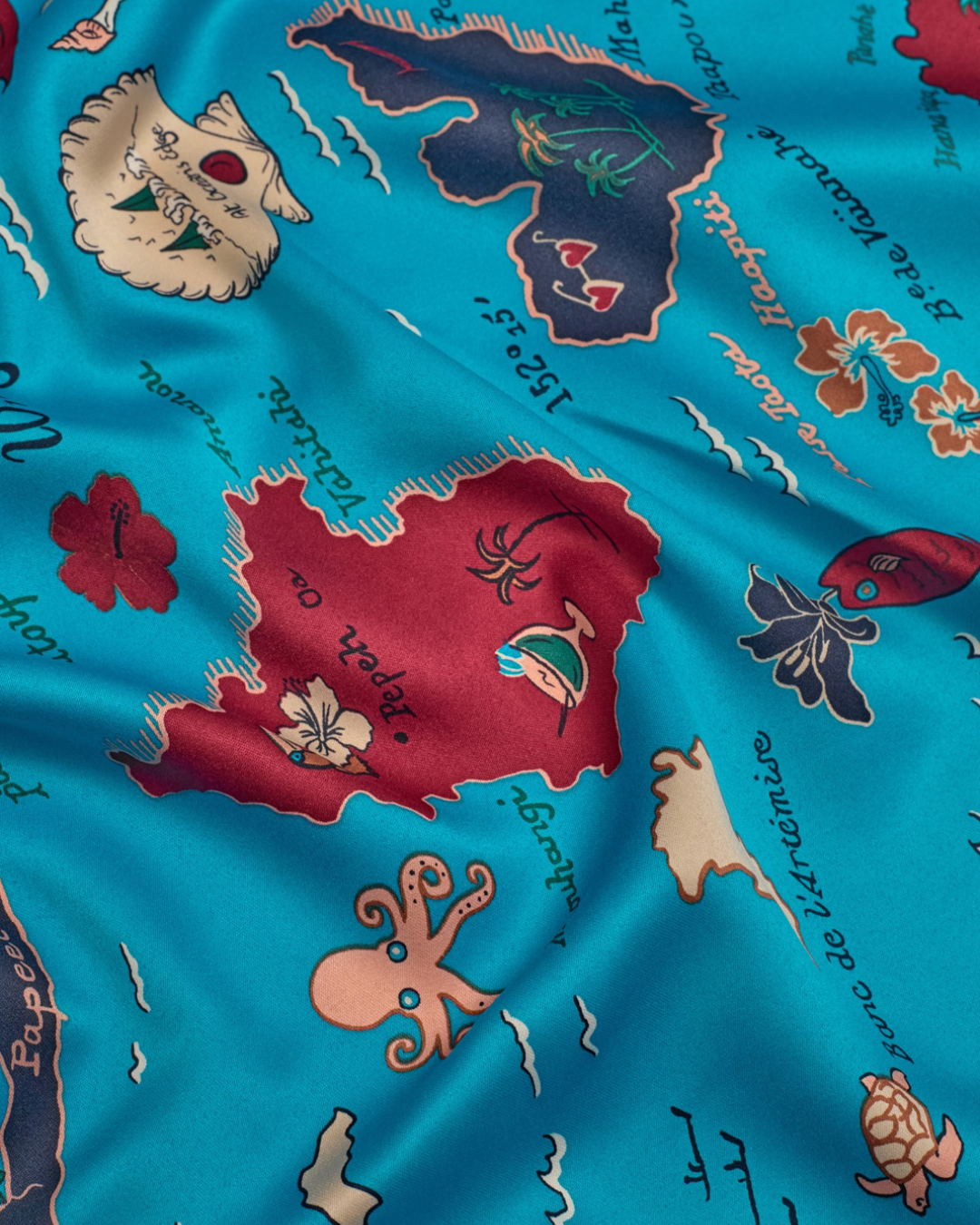 Nice Things - Pacific Islands Scarf Recycled Polyest - Cyan