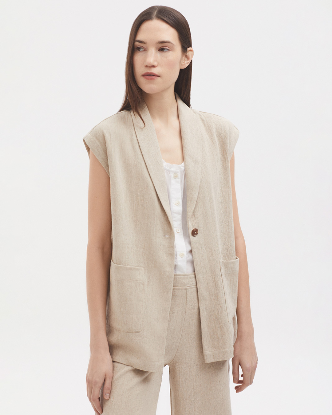 Nice Things - Natural Linen Vest - Beige