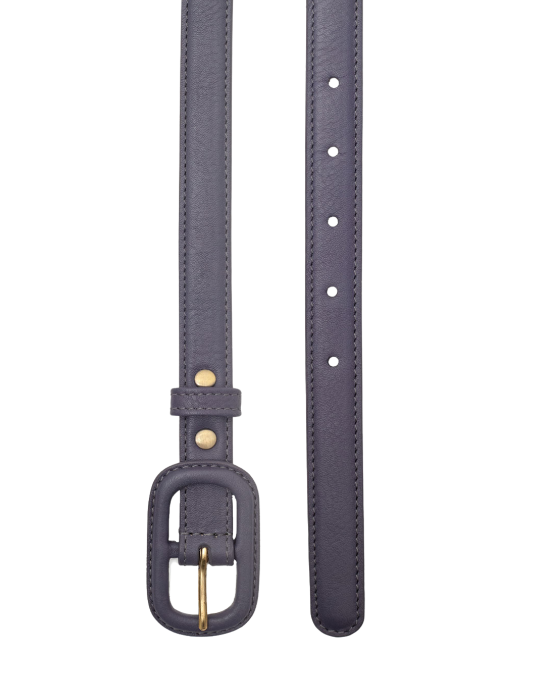 Nice Things - Leather Belt With Lined Buckle - Viola