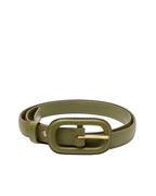 Nice Things - Leather Belt With Lined Buckle - Green