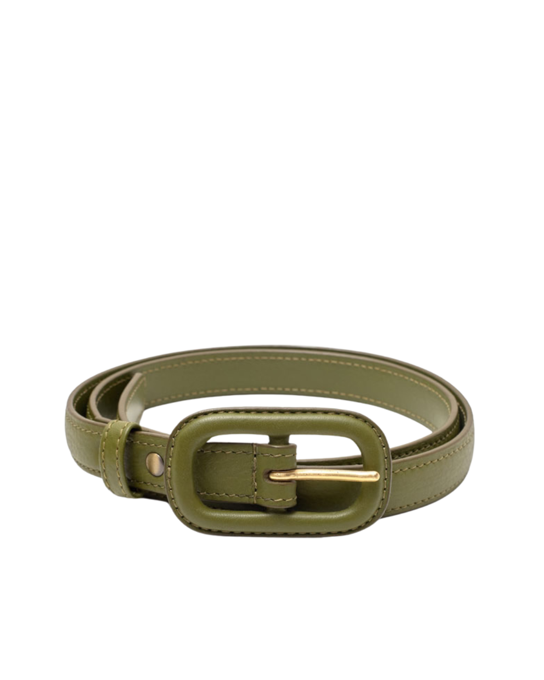 Nice Things - Leather Belt With Lined Buckle - Verde