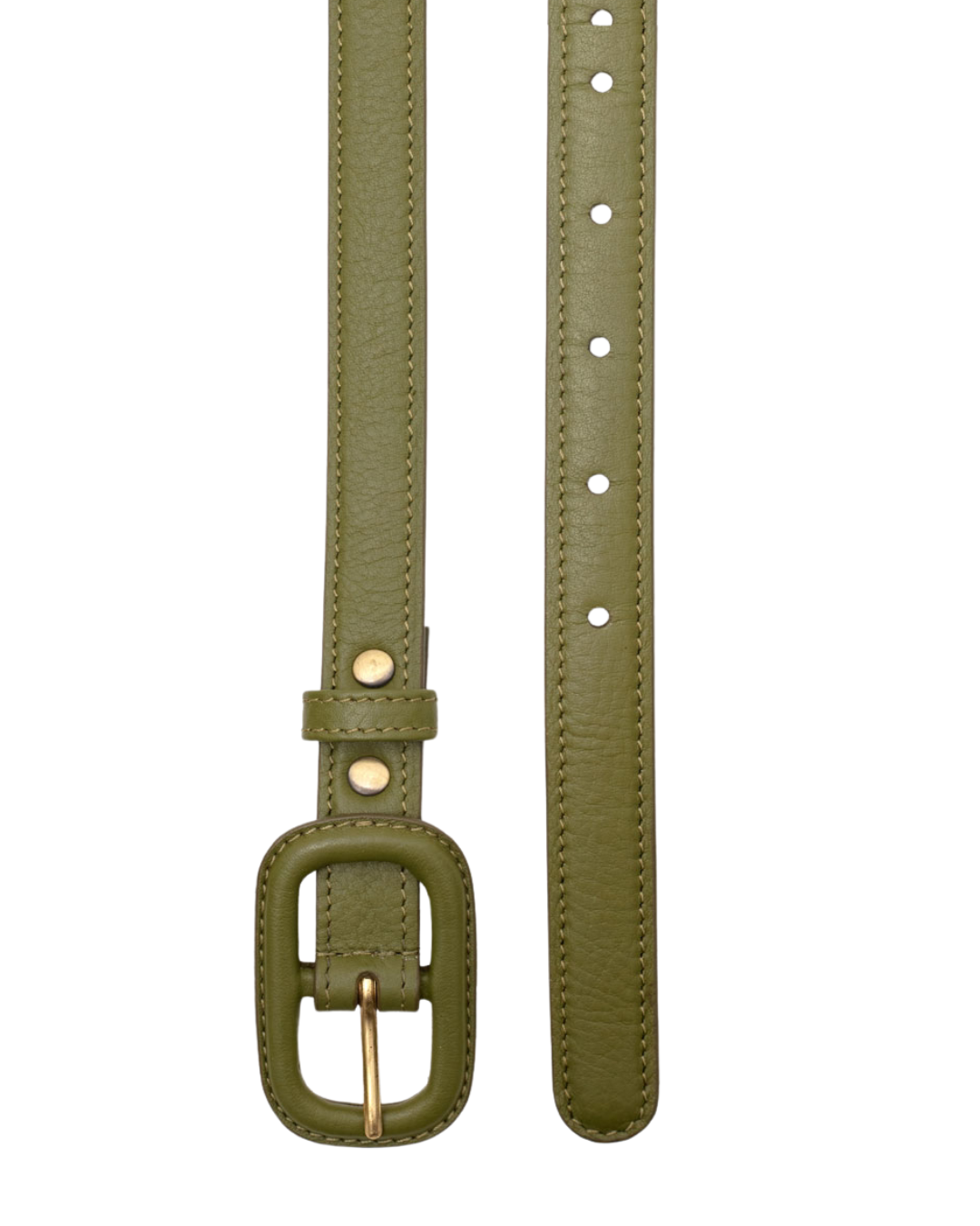 Nice Things - Leather Belt With Lined Buckle - Verde