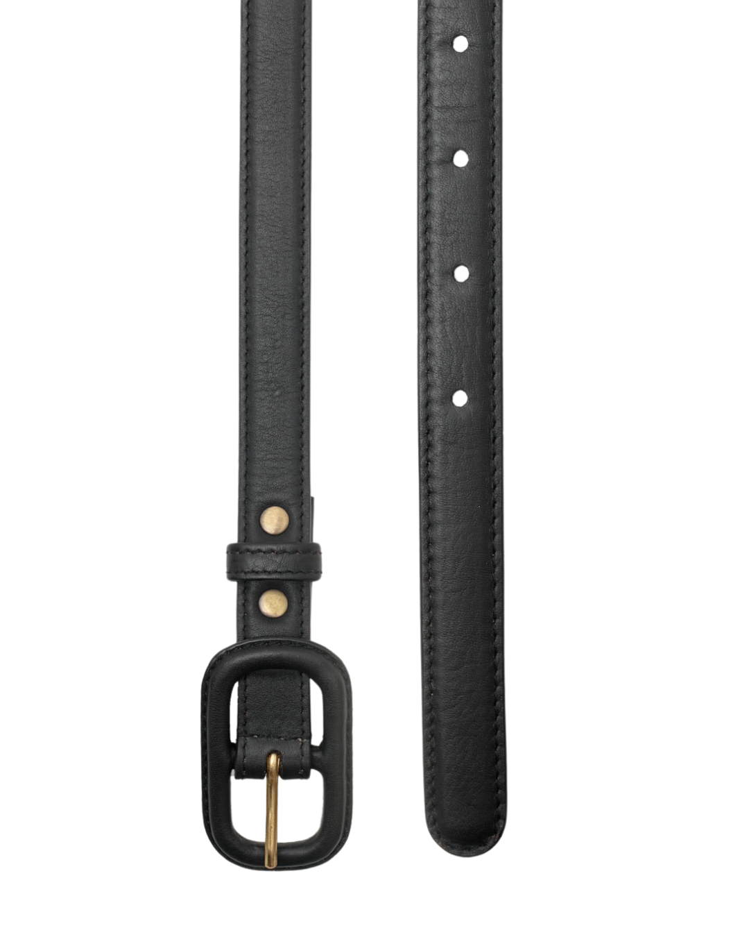 Nice Things - Leather Belt With Lined Buckle - Nero