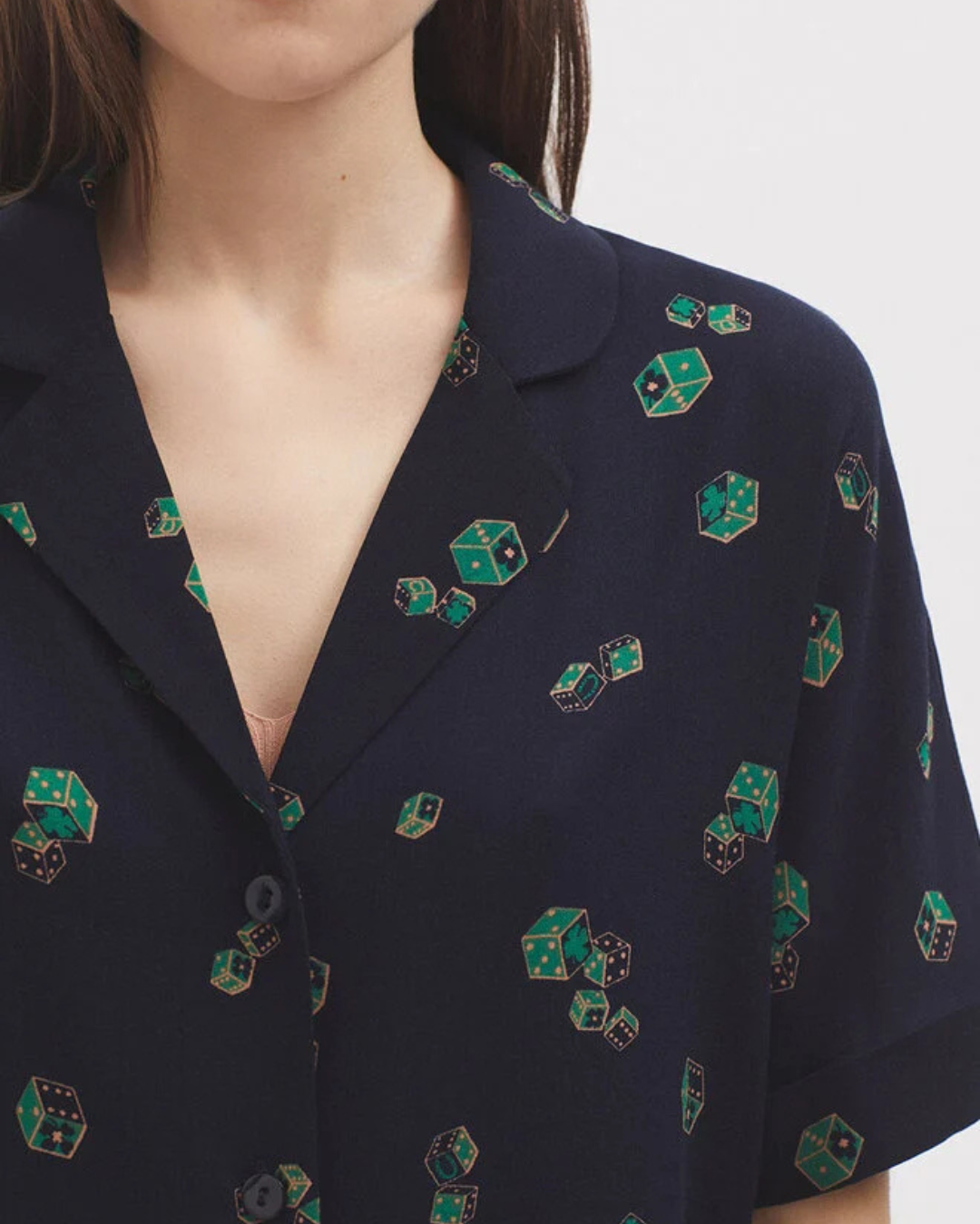 Nice Things - Dice Game Print Short Sleeve Shirt - Blue